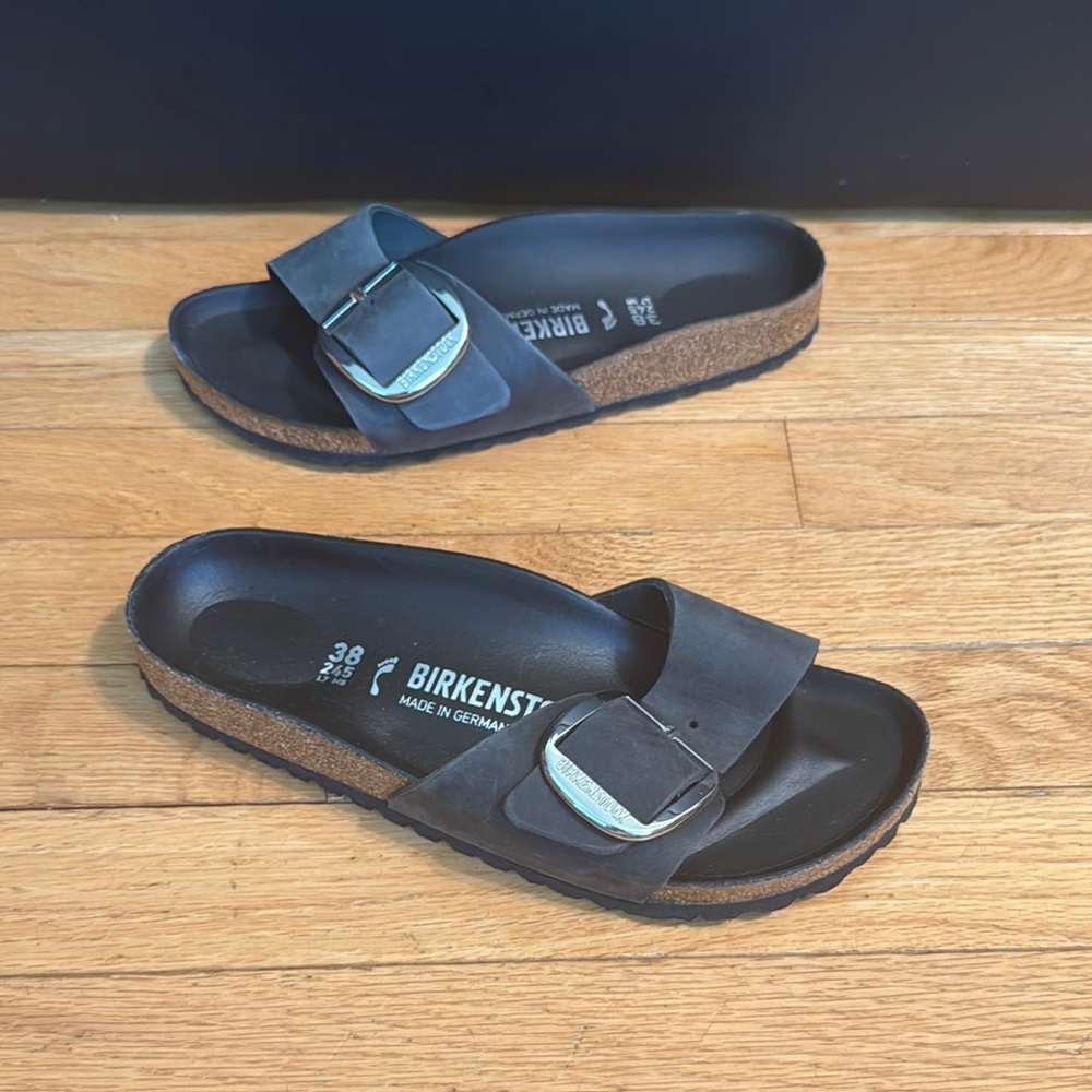 Birkenstock Madrid Black Big Buckle Womens 7 Narrow